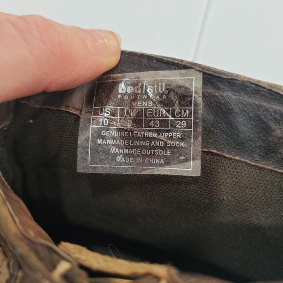 Bed Stu Boots Mens Size 10 Brown Leather Ankle Side Zip Whipstitch Distressed - Picture 10 of 11